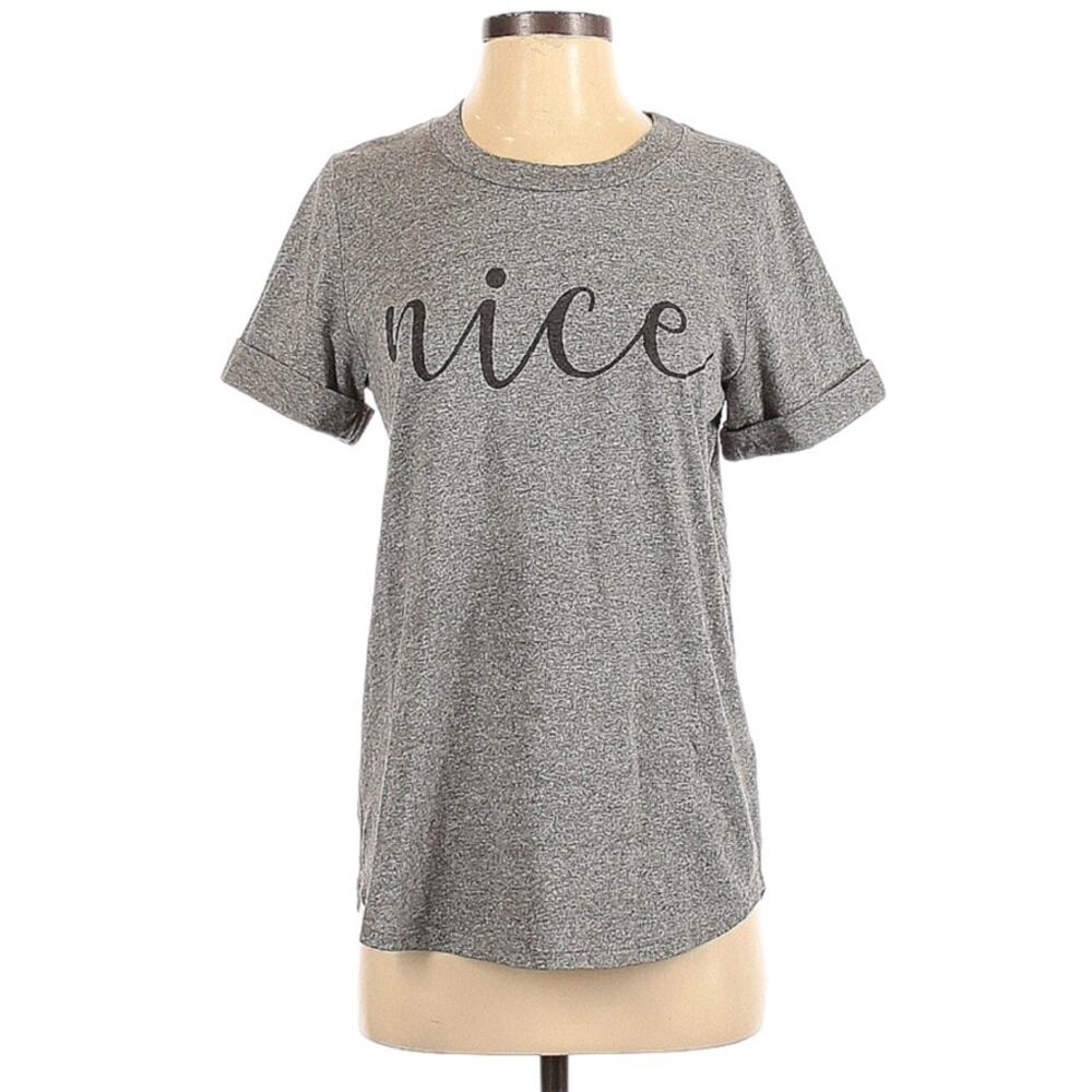 Sol Angeles Anthropologie Tee Nice Grey Short Sleeve‎ Women's Small T-Shirt Top